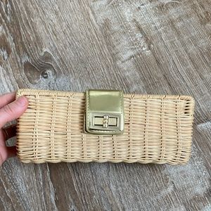 J Crew woven basket clutch